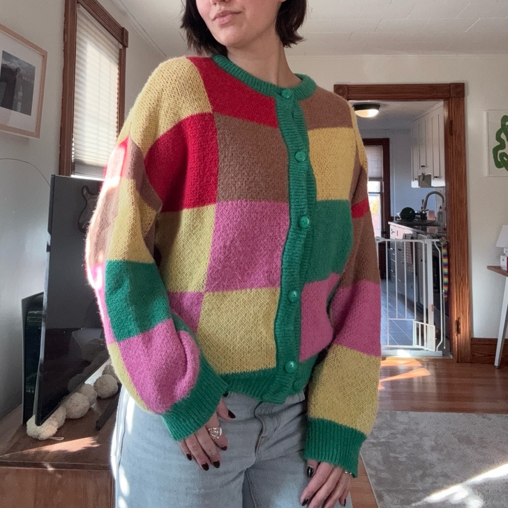 Lisa Says Gah Checkered Sweater